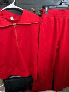 Women’s Red Two-Piece Sweatshirt & Pant Set